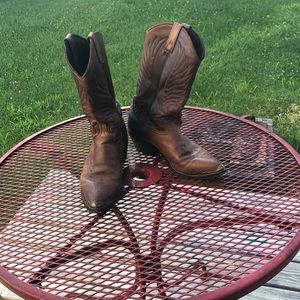 Genuine brown leather cowboy boots